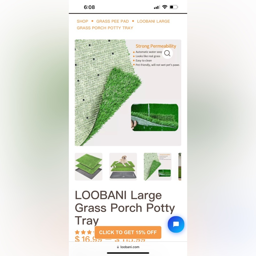 Loobani Large indoor/porch grass potty mat